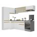Armário de Cozinha Completa de Canto com Rodapé Veneza Multimóveis V2087  Branco/Dourado