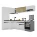 Armário de Cozinha Completa de Canto com Rodapé Veneza Multimóveis V2087  Branco/Preto