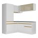 Armário de Cozinha Completa de Canto com Rodapé Veneza Multimóveis V2088  Branco/Dourado
