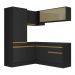 Armário de Cozinha Completa de Canto com Rodapé Veneza Multimóveis V2088  Preto/Dourado
