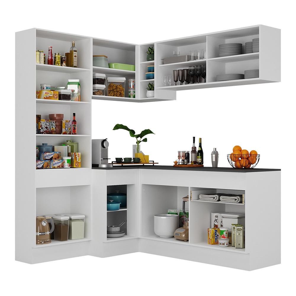 Armário de Cozinha Completa de Canto com Rodapé Veneza Multimóveis V2089  Branco
