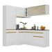 Armário de Cozinha Completa de Canto com Rodapé Veneza Multimóveis V2089  Branco/Dourado