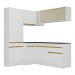 Armário de Cozinha Completa de Canto com Rodapé Veneza Multimóveis V2089  Branco/Dourado