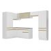 Armário de Cozinha Completa de Canto com Rodapé Veneza Multimóveis V2090  Branco/Dourado