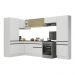 Armário de Cozinha Completa de Canto com Rodapé Veneza Multimóveis V2090  Branco/Preto
