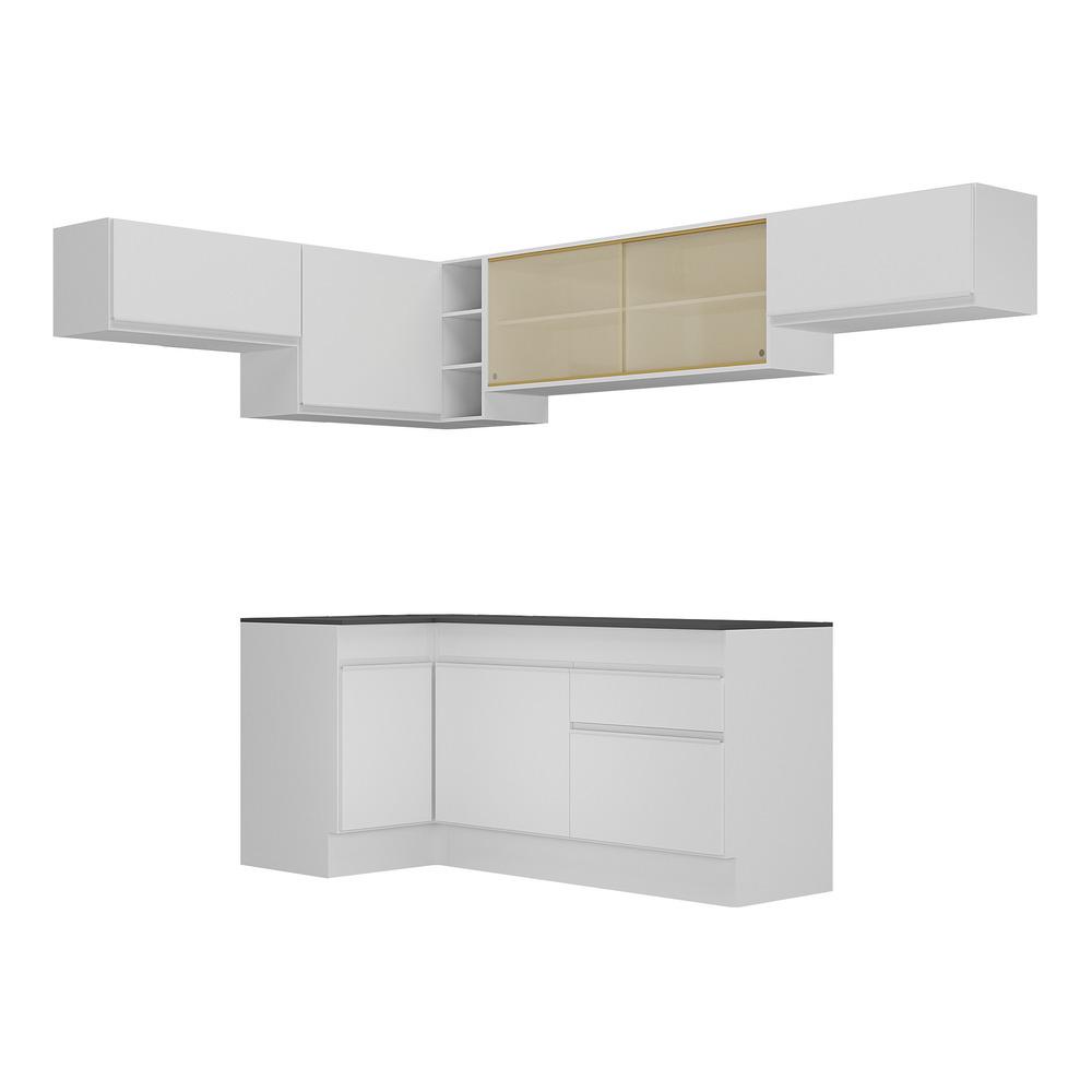 Armário de Cozinha Completa de Canto com Rodapé Veneza Multimóveis V2095  Branco