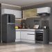 Armário de Cozinha Completa de Canto com Rodapé Veneza Multimóveis V2095  Branco/Preto