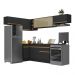 Armário de Cozinha Completa de Canto com Rodapé Veneza Multimóveis V2095  Preto/Dourado