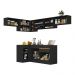 Armário de Cozinha Completa de Canto com Rodapé Veneza Multimóveis V2095  Preto/Dourado