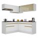 Armário de Cozinha Completa de Canto com Rodapé Veneza Multimóveis V2097  Branco/Dourado