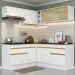 Armário de Cozinha Completa de Canto com Rodapé Veneza Multimóveis V2097  Branco/Dourado