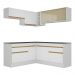 Armário de Cozinha Completa de Canto com Rodapé Veneza Multimóveis V2097  Branco/Dourado
