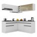 Armário de Cozinha Completa de Canto com Rodapé Veneza Multimóveis V2097  Branco/Preto