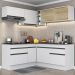 Armário de Cozinha Completa de Canto com Rodapé Veneza Multimóveis V2097  Branco/Preto