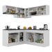 Armário de Cozinha Completa de Canto com Rodapé Veneza Multimóveis V2097  Branco/Preto