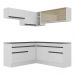 Armário de Cozinha Completa de Canto com Rodapé Veneza Multimóveis V2097  Branco/Preto