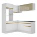 Armário de Cozinha Completa de Canto com Rodapé Veneza Multimóveis V2098  Branco/Dourado