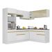 Armário de Cozinha Completa de Canto com Rodapé Veneza Multimóveis V2099  Branco/Dourado