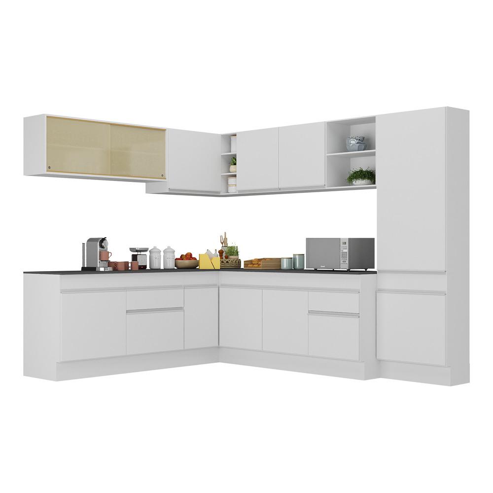 Armário de Cozinha Completa de Canto com Rodapé Veneza Multimóveis V2100  Branco