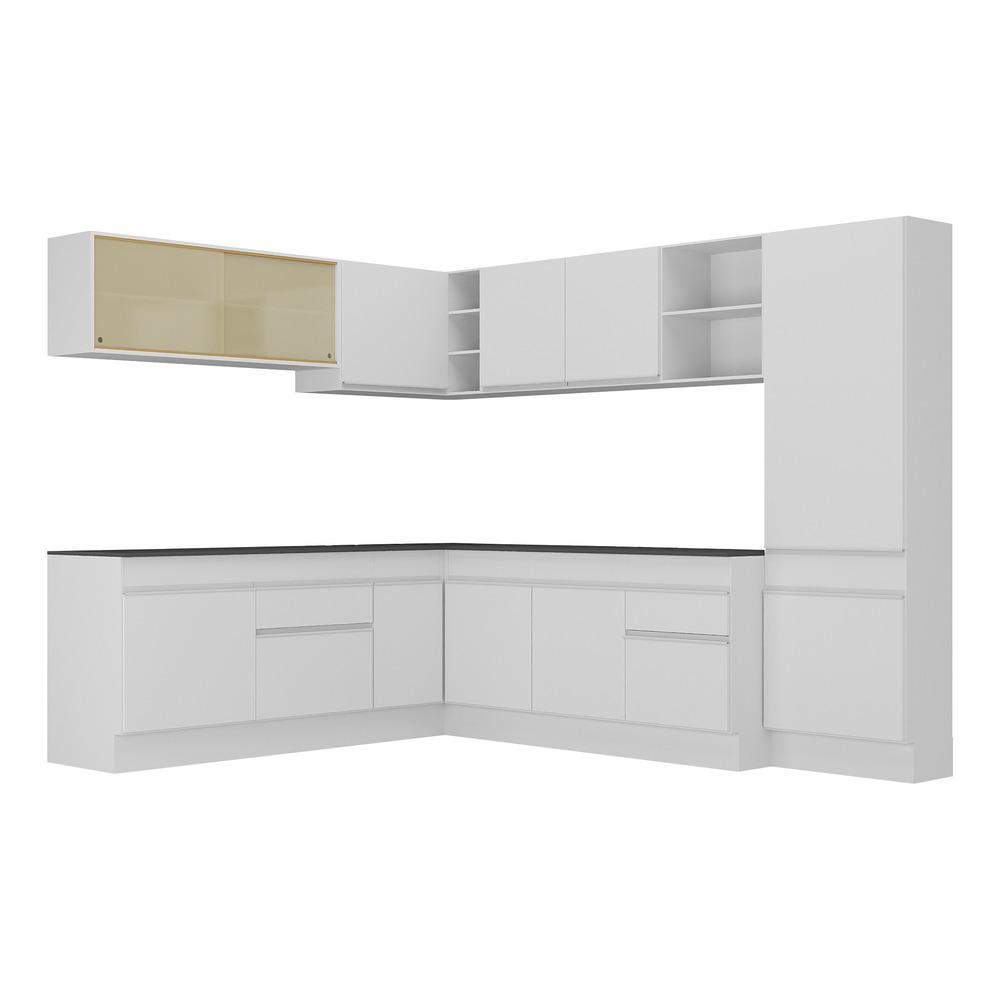 Armário de Cozinha Completa de Canto com Rodapé Veneza Multimóveis V2100  Branco