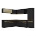 Armário de Cozinha Completa de Canto com Rodapé Veneza Multimóveis V2100  Preto/Dourado