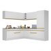 Armário de Cozinha Completa de Canto com Rodapé Veneza Multimóveis V2101  Branco/Dourado