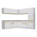 Armário de Cozinha Completa de Canto com Rodapé Veneza Multimóveis V2102  Branco/Dourado