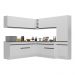 Armário de Cozinha Completa de Canto com Rodapé Veneza Multimóveis V2102  Branco/Preto