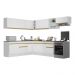 Armário de Cozinha Completa de Canto com Rodapé Veneza Multimóveis V2103  Branco/Dourado