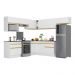 Armário de Cozinha Completa de Canto com Rodapé Veneza Multimóveis V2106  Branco/Dourado