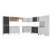 Armário de Cozinha Modulada 12 Pçs com Balcão de Pia Siena Multimóveis MP2240 Branco/Preto