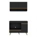 Armário de Cozinha Modulada Compacta 105cm com Balcão para Cooktop Veneza Multimóveis MP2260 Preto/Dourado