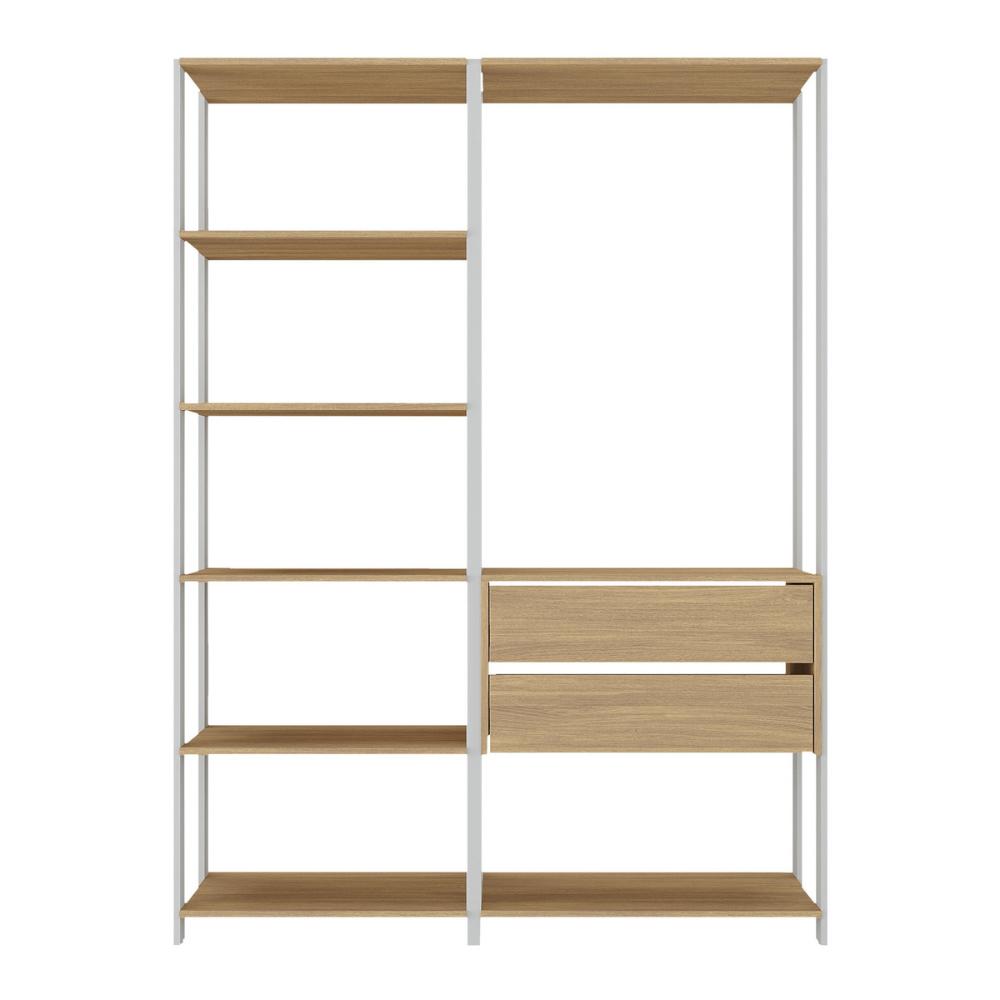 Armário de Cozinha Modulada Compacta 135cm 2 Peças com 2 Gavetas Multimóveis MP2284 Branco/Madeirado