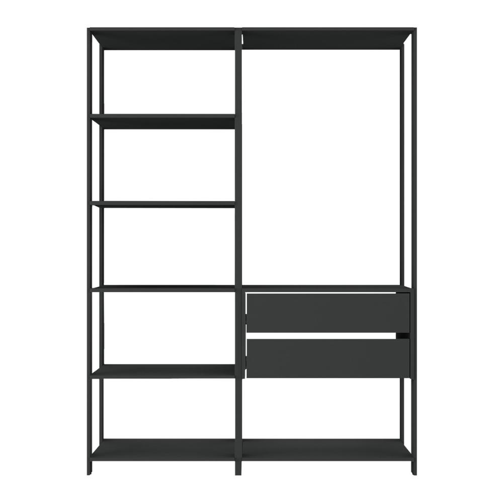 Armário de Cozinha Modulada Compacta 135cm 2 Peças com 2 Gavetas Multimóveis MP2284 Preto