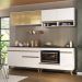 Armário de Cozinha Modulada Compacta 225cm com Balcão para Cooktop Veneza Multimóveis MP2263 Branco/Dourado