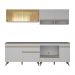 Armário de Cozinha Modulada Compacta 225cm com Balcão para Cooktop Veneza Multimóveis MP2263 Branco/Dourado