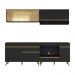 Armário de Cozinha Modulada Compacta 225cm com Balcão para Cooktop Veneza Multimóveis MP2263 Preto/Dourado