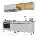 Armário de Cozinha Modulada Compacta 225cm com Balcão para Cooktop Veneza Multimóveis MP2265 Branco/Dourado