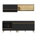 Armário de Cozinha Modulada Compacta 225cm com Balcão para Cooktop Veneza Multimóveis MP2265 Preto/Dourado