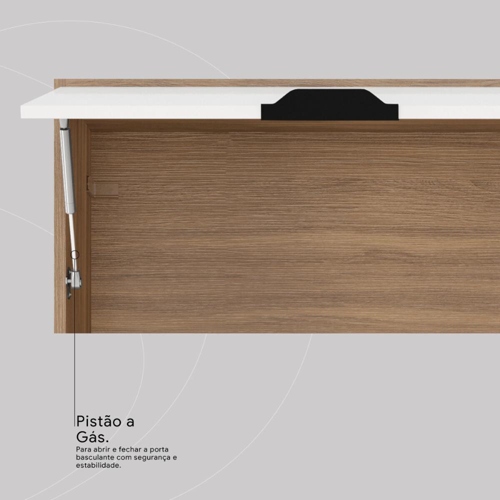 Armário de Cozinha Modulada Compacta 260cm 3 Pçs Multimóveis CR20471 Amêndola/Branco
