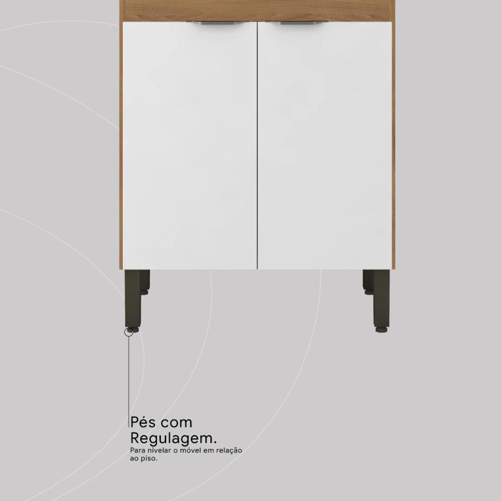 Armário de Cozinha Modulada Compacta 260cm 3 Pçs Multimóveis CR20471 Amêndola/Branco
