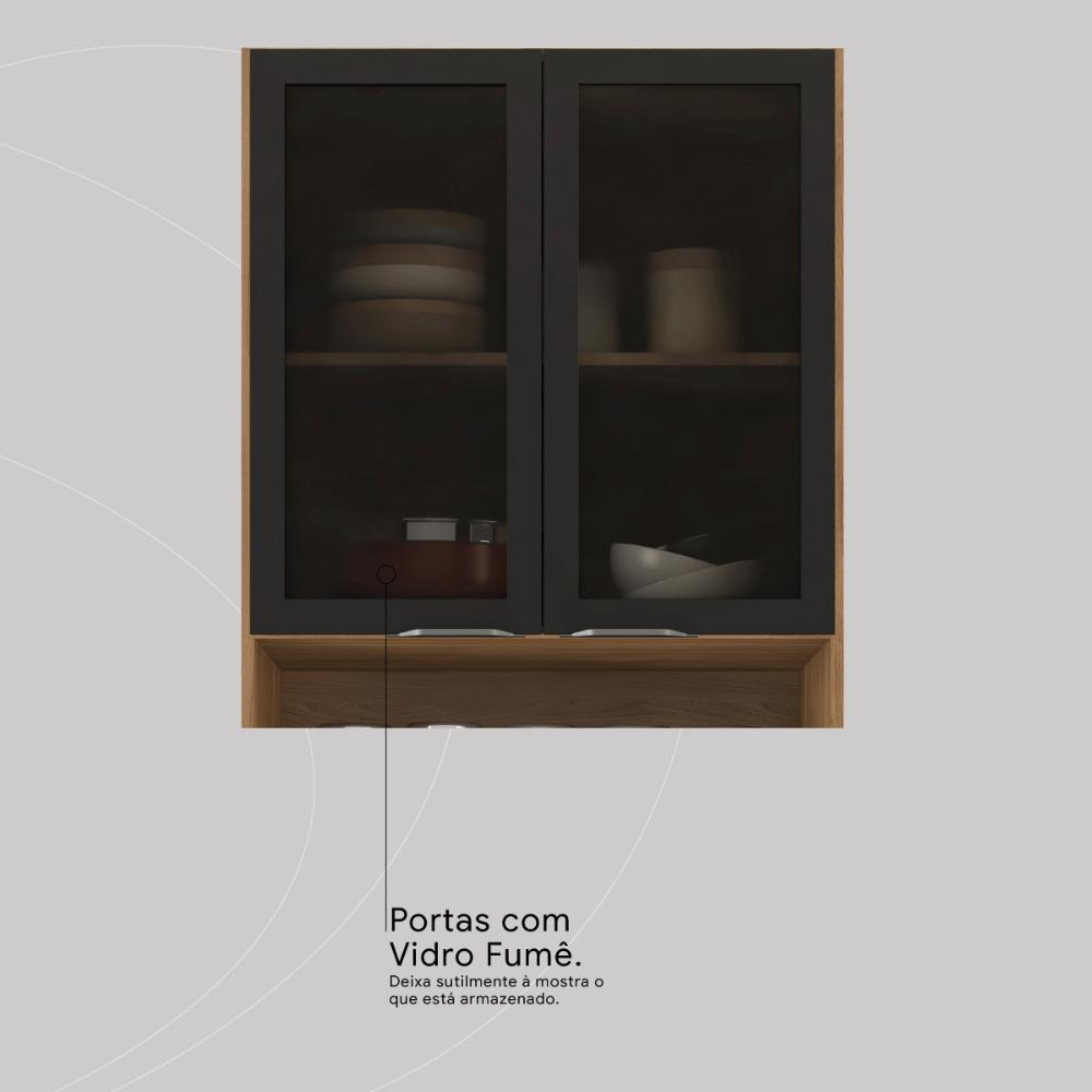 Armário de Cozinha Modulada Compacta 260cm 3 Pçs Multimóveis CR20471 Amêndola/Nude Prime TX