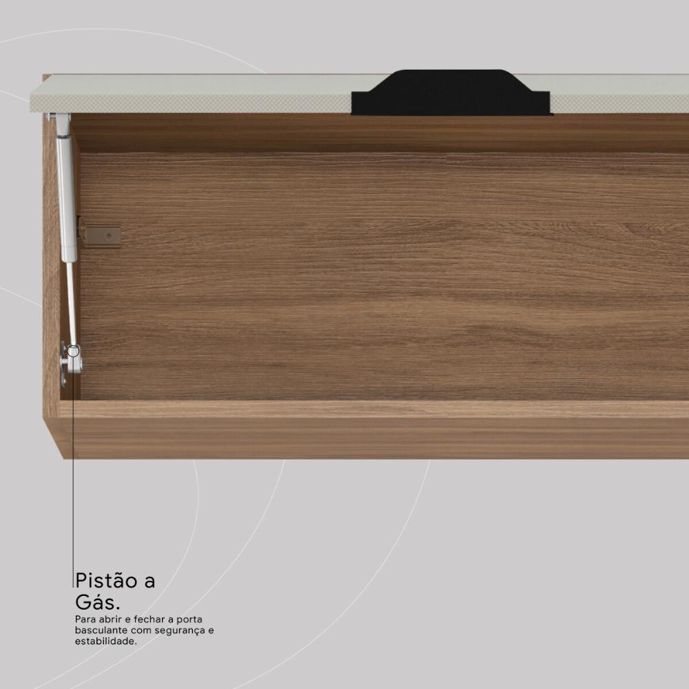 Armário de Cozinha Modulada Compacta 260cm 3 Pçs Multimóveis CR20471 Amêndola/Nude Prime TX