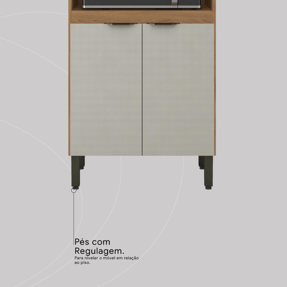 Armário de Cozinha Modulada Compacta 260cm 3 Pçs Multimóveis CR20471 Amêndola/Nude Prime TX