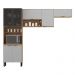 Armário de Cozinha Modulada Compacta 260cm 3 Pçs Multimóveis CR20471 Amêndola/Nude Prime TX