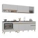 Armário de Cozinha Modulada Compacta 4 Pçs com Balcão para Cooktop Veneza Multimóveis MP2261 Branco/Dourado