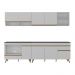 Armário de Cozinha Modulada Compacta 4 Pçs com Balcão para Cooktop Veneza Multimóveis MP2261 Branco/Dourado