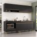 Armário de Cozinha Modulada Compacta 4 Pçs com Balcão para Cooktop Veneza Multimóveis MP2264 Preto/Dourado