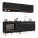 Armário de Cozinha Modulada Compacta 4 Pçs com Balcão para Cooktop Veneza Multimóveis MP2264 Preto/Dourado
