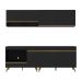 Armário de Cozinha Modulada Compacta 4 Pçs com Balcão para Cooktop Veneza Multimóveis MP2264 Preto/Dourado